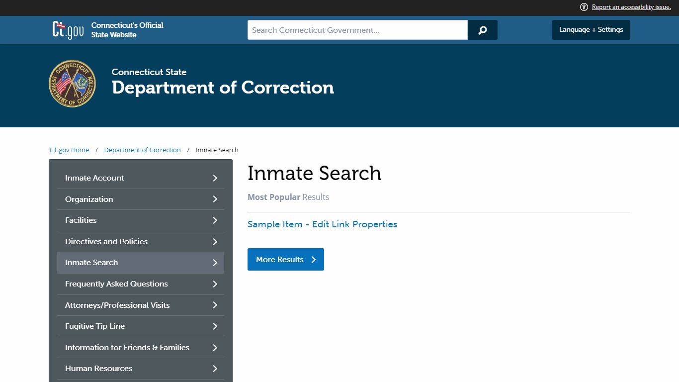 Inmate Search - CT.GOV-Connecticut's Official State Website