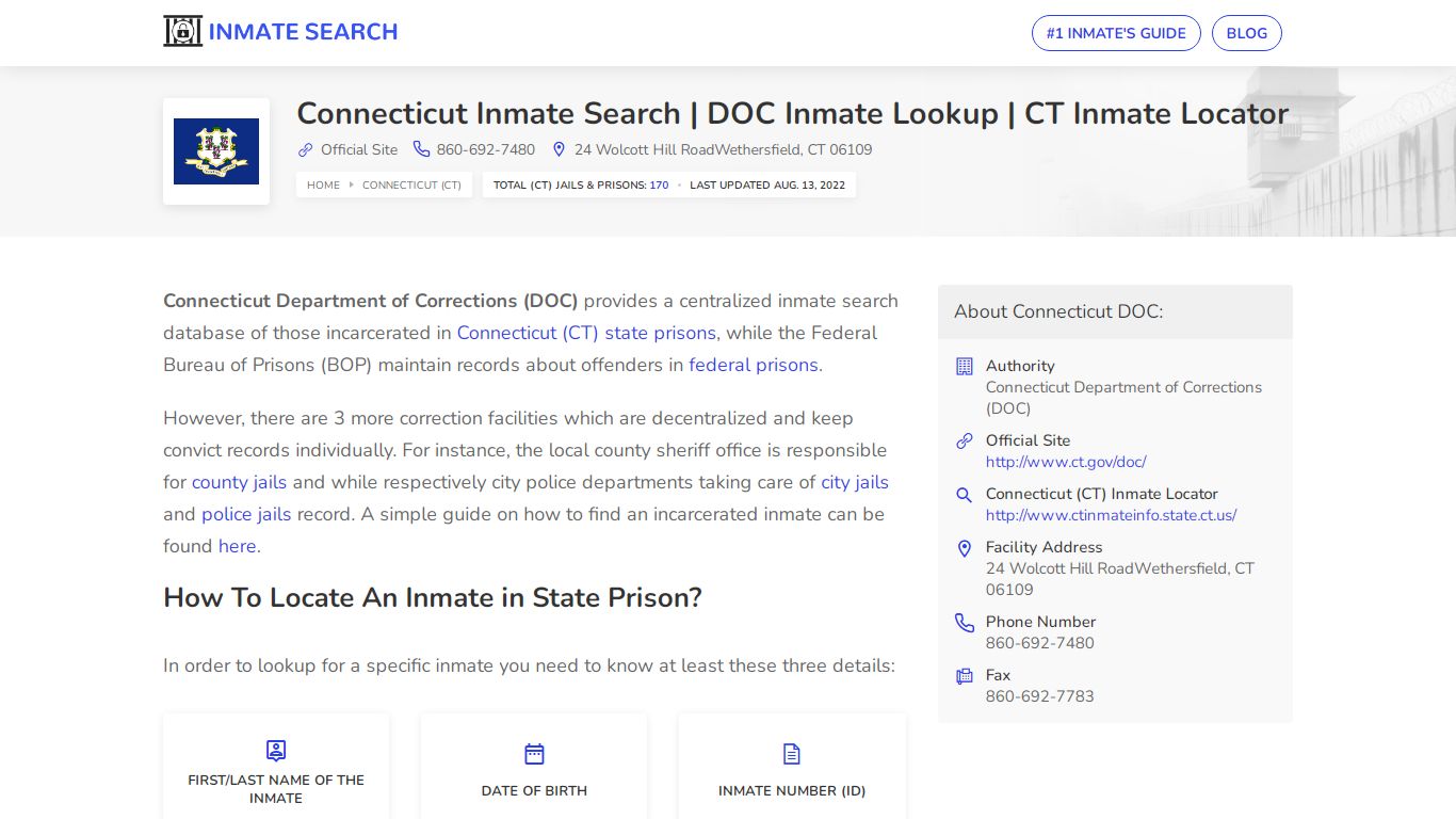 Connecticut Inmate Search | DOC Inmate Lookup | CT Inmate ...